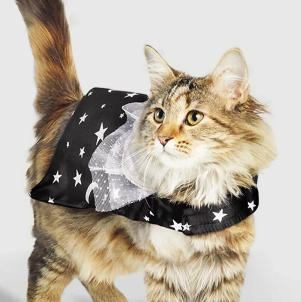 NWT Hyde & Eek One Size Cat Witch Cape Halloween Costume Celestial Moons & Stars